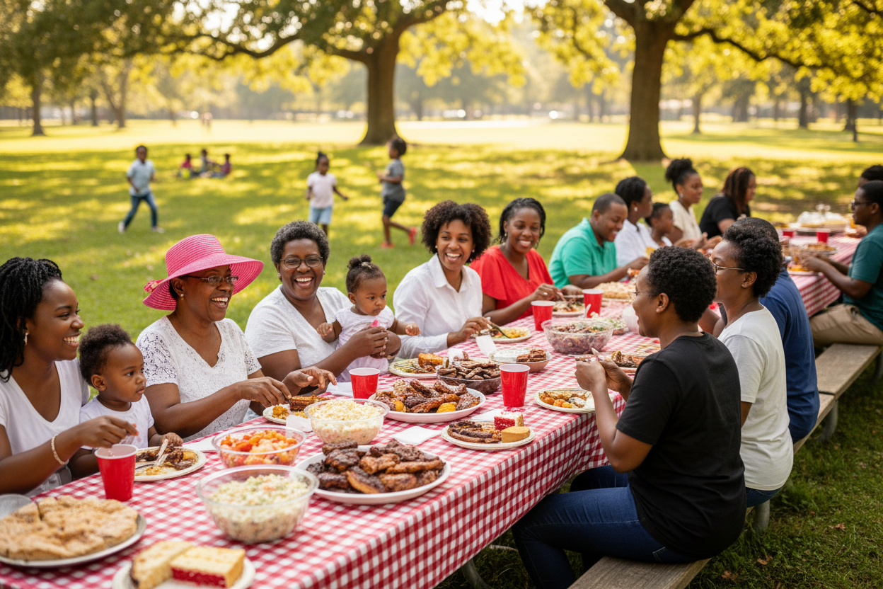 Black Family at Family Reunion picnic